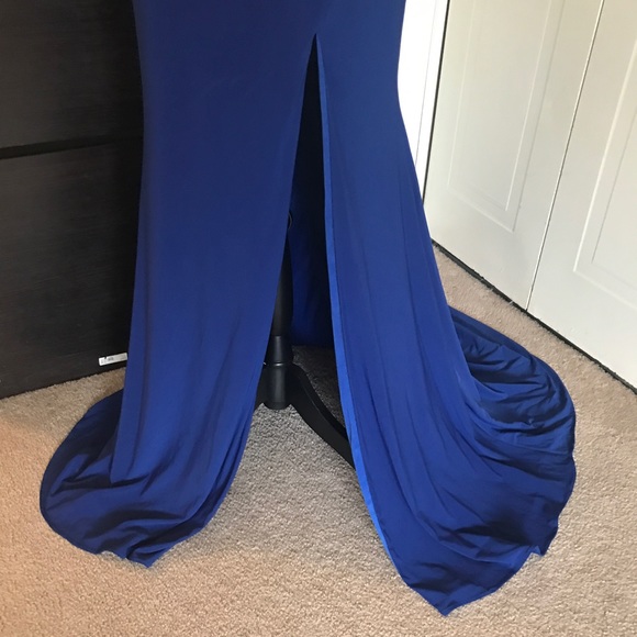 Mac Duggal royal blue open back/ long slip dress - Picture 4 of 8